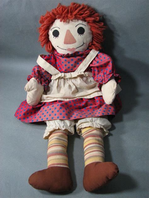 Handmade Raggedy Ann With Horizontally Striped Legs 22 Tall Very