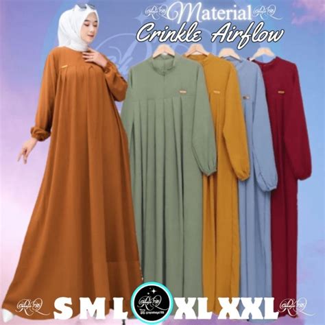 Jual Gamis Remaja Perempuan Terbaru Bahan Crinkle Salwa Dress Busui