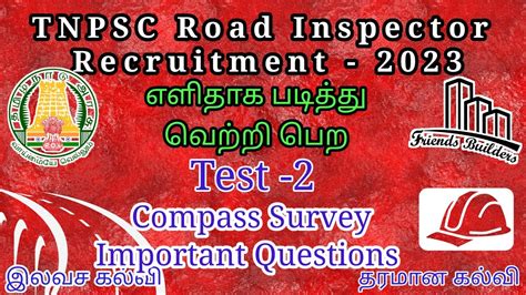 Tnpsc Road Inspector Compass Survey Important Questions Youtube