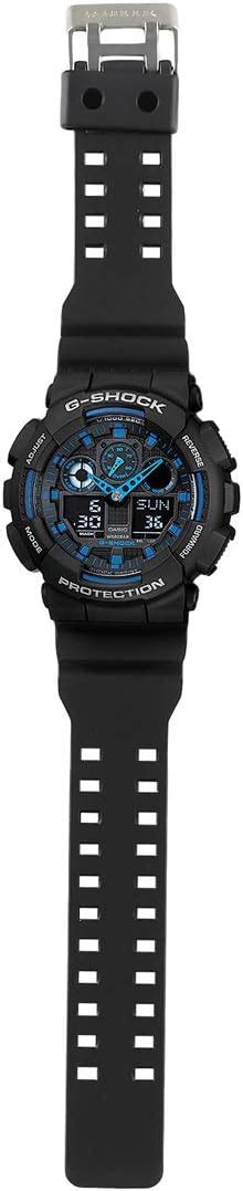 G Shock Ga100 1a2 Mens Black Blue Analog Digital Watch With Black Band