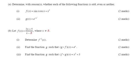 Solved I Fxsinxcosxx3 Ii Gxe−x2 B Let