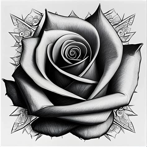 Realistic Rose Tattoos Outline