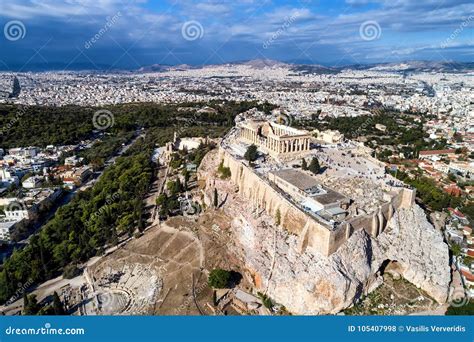 Aerial View of Parthenon and Acropolis in Athens Stock Photo - Image of ...