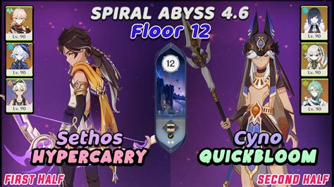 4 6 Spiral Abyss Floor 12 9 Stars C2 Sethos Hypercarry C0 Cyno