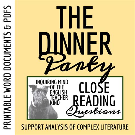 The Dinner Party By Mona Gardner Close Reading Analysis Worksheet