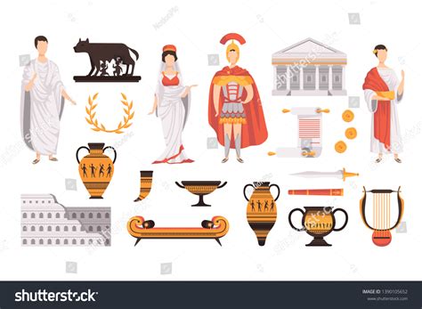 Traditional Cultural Symbols Ancient Rome Set Stock Vector (Royalty Free) 1390105652 | Shutterstock