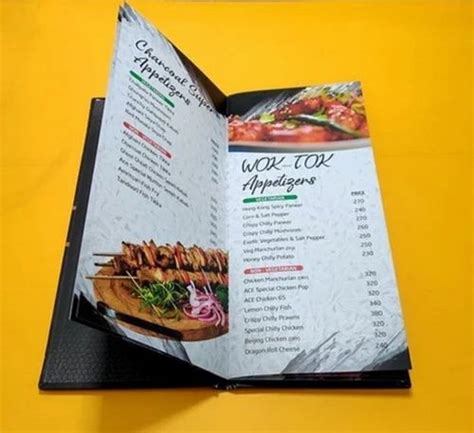 Printed White (base) Paper Restaurant Menu Card, Size: A3 at Rs 599 ...