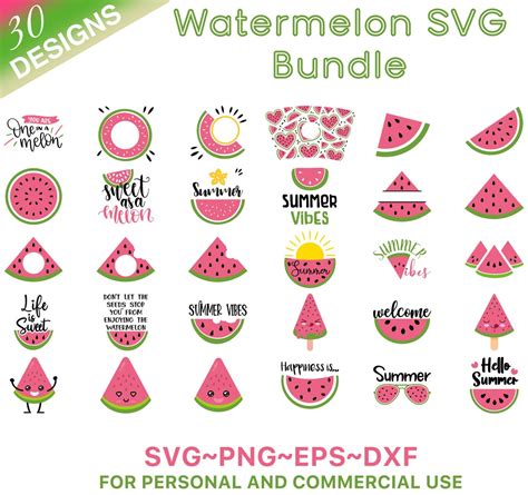 Watermelon SVG Bundle Summer Fruit Svg Watermelon Slice Cut File