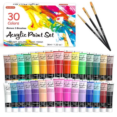 Acrylic Paint Set Shuttle Art 30 Colors Acrylic Paint In Tubes 36ml