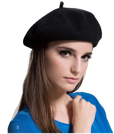 Maymii Béret En Laine Noir Béret Français Béret De Couleur Unie