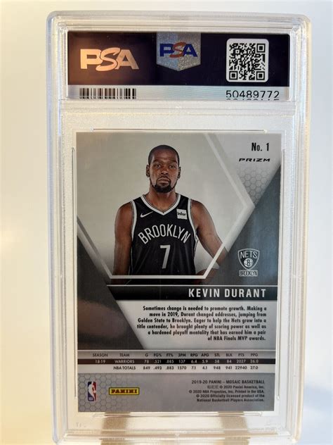 2019 20 Panini Mosaic Kevin Durant Reactive Blue Prizm PSA 10 Nets EBay