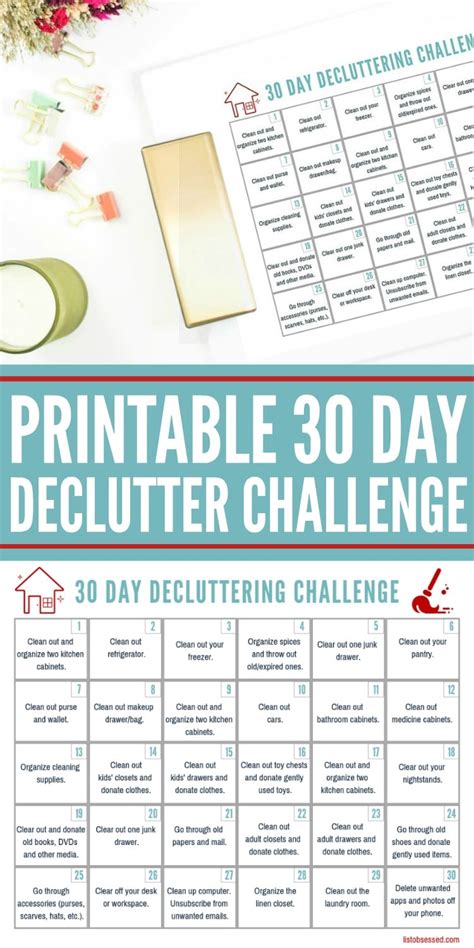 30 Day Declutter Challenge Free Printable Guide List Obsessed