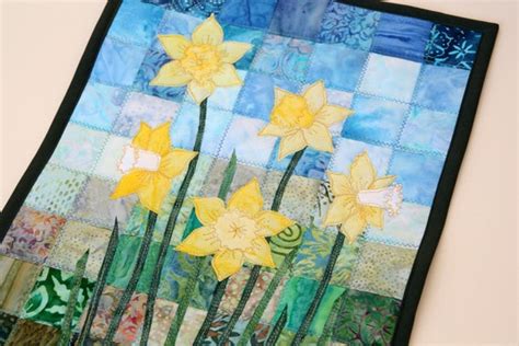 Batik Daffodil Quilted Wall Hanging Art Quilt Pattern Or Etsy