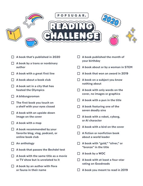 Popsugar Reading Challenge 2024 Printable Paper Edy Sonnnie