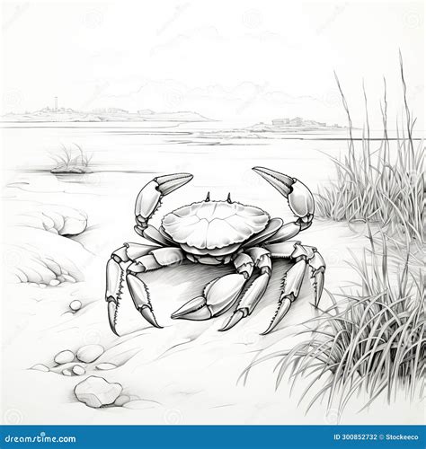 Realistic Vector Illustration of a Crab on the Beach Stock Illustration ...