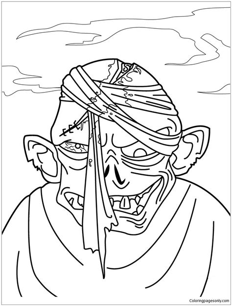 Zombie Head Coloring Page