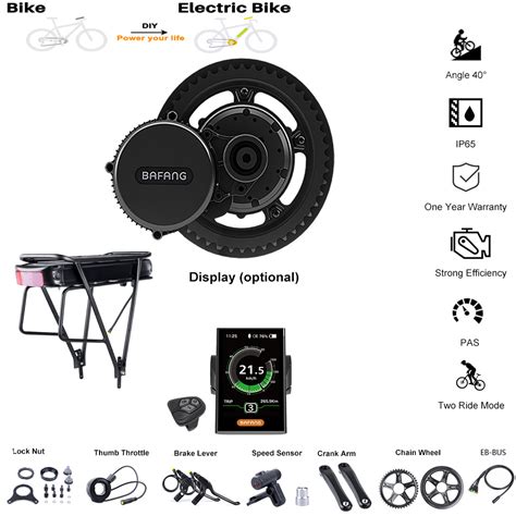 Bafang 36v 350w Bbs01b Mid Drive Motor 8fun Electric Bike Kit With 36v 20ah Rear Rack Luggage