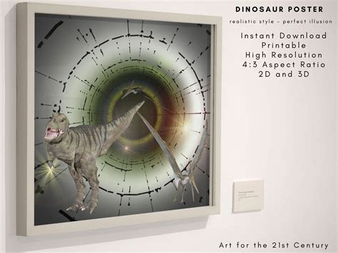 3D Dinosaur Poster Anaglyph 3D Instant Digital Download tyrannosaurus ...