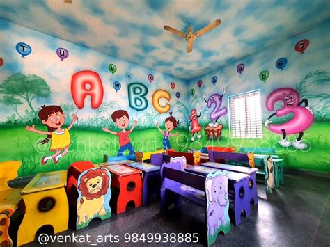 School Wall Art Painting Ideas, Play, Pre Primary School Classroom Wall ...