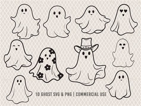 Cute Ghosts Svg Png Transparent Images Cowboy Ghost Etsy