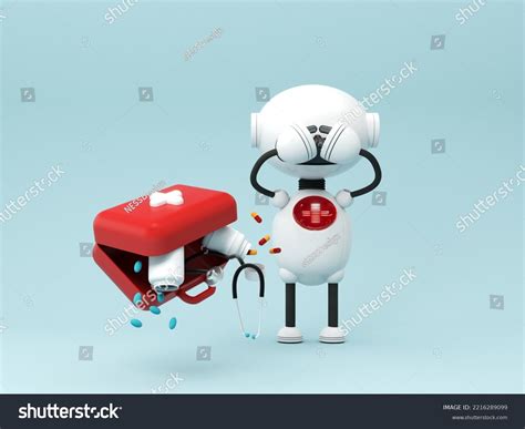 Medical Robot Assistant 3d Render Contactless Stock Illustration ...