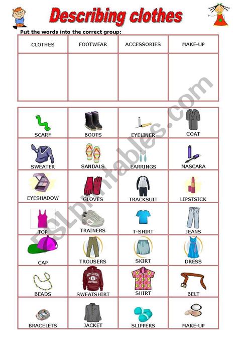 Describing Clothes Esl Worksheet By Coyotechus