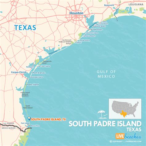 Map Of South Padre Island Texas Live Beaches