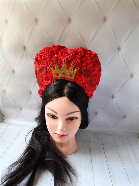 Queen Of Hearts Crown Cosplay Alice In Wonderland Headband Etsy