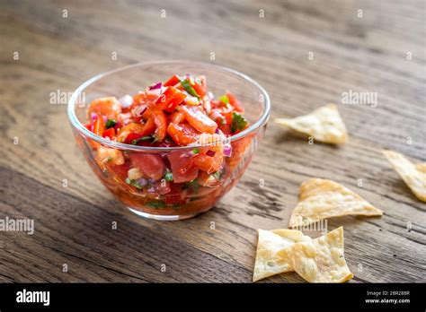 Bowl of salsa with tortilla chips Stock Photo - Alamy