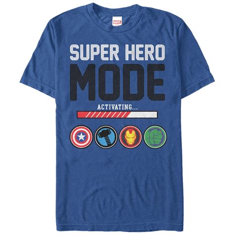 Marvel Mens Marvel Super Hero Mode T Shirt Royal Blue