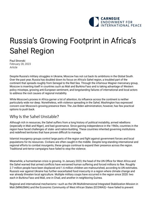 Russias Growing Footprint In Africas Sahel Region Carnegie