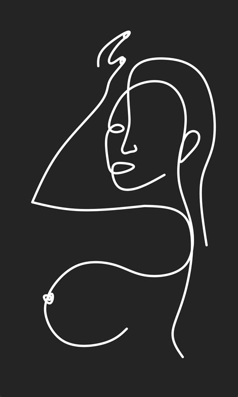 Abstract line art woman body shape. Decorative sexism artwork for web or print design element ...