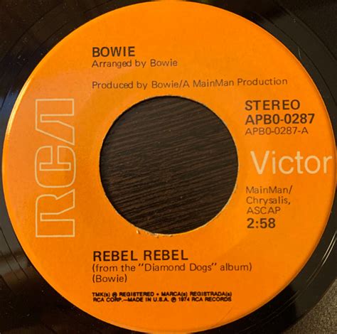 Bowie – Rebel Rebel (1974, Indianapolis Pressing, Vinyl) - Discogs