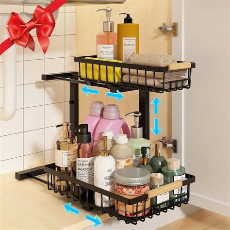 Amazon LINGSFIRE Pull Out Cabinet Organizer 2 Tier Under Sink