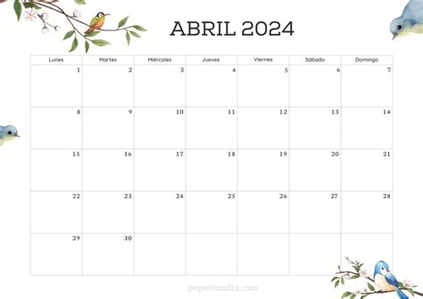 Calendario Abril 2024 Para Imprimir Gratis Caty Dorette