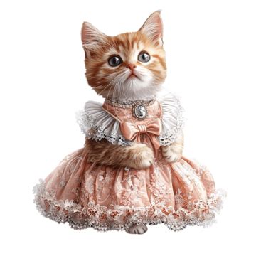 Gato Elegante Con Un Adorable Vestido Y Cuello PNG Dibujos Gato