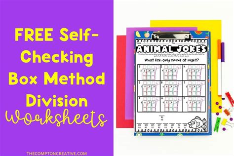 Free Box Method Division Worksheets Self Checking And Differentiated The Compton Creative