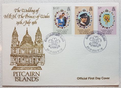 1981 Pitcairn Island Royal Weeding FDC TC Stamps Coins