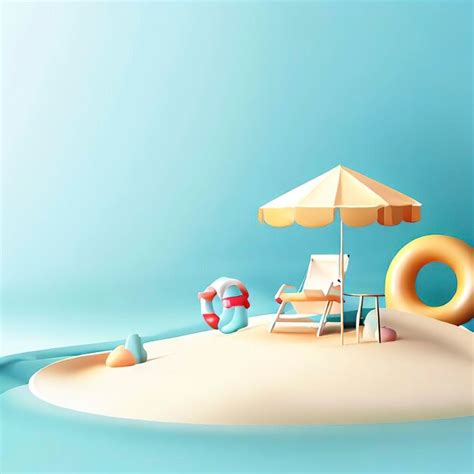 Premium Photo Summer Vacation Beach Abstract Background Concept Minimal Realistic Display