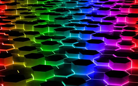 Abstract Hexagon Shapes Colorful Hd Wallpaper Rare Gallery