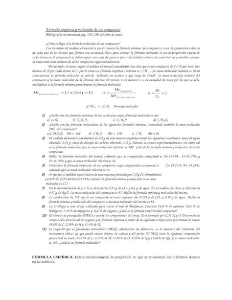 DOC Ejercicios De Formula Empirica DOKUMEN TIPS