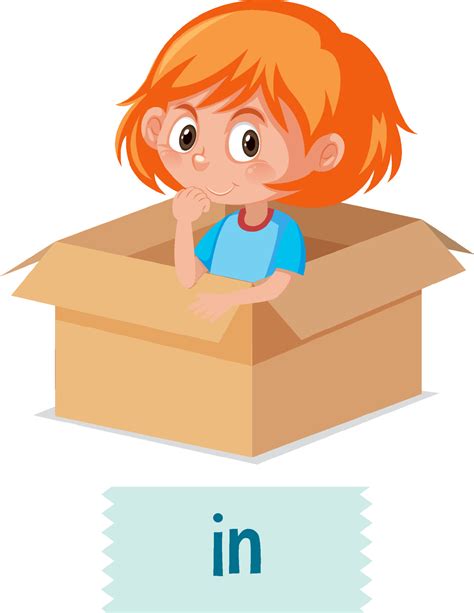 Preposition Of Place With Cartoon Girl And A Box 6349293 Vector Art At Vecteezy