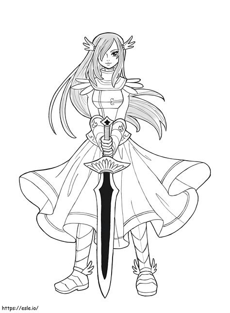 Erza Fairy Tail Coloring Page