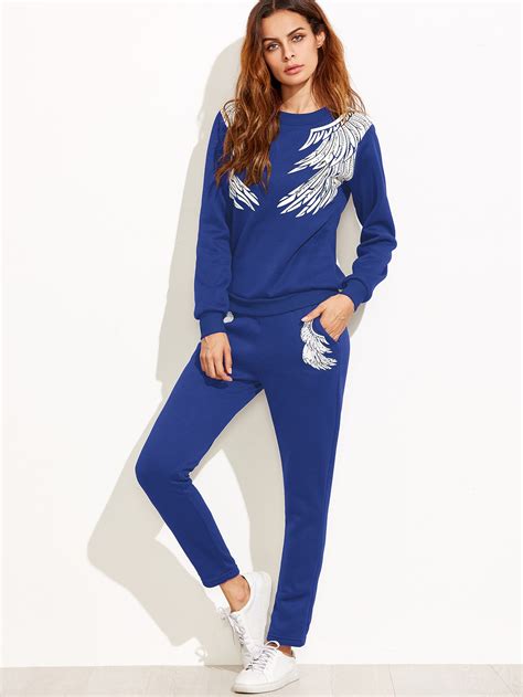 Angel Wings Print Tracksuit Sheinsheinside