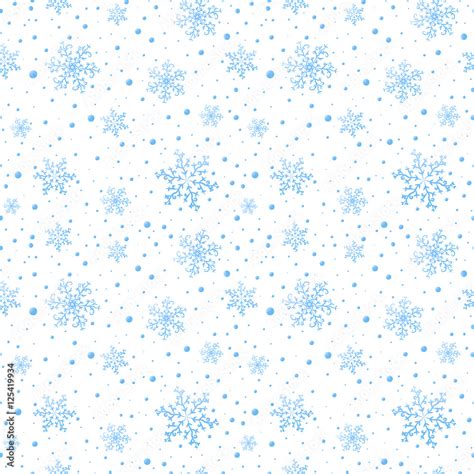 Beautiful seamless winter pattern with light blue snowflakes on white ...