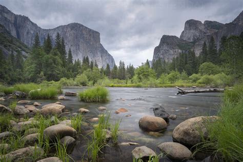 The Merced River At Valley View In Spring Yosemite National Park Unesco World Heritage Site