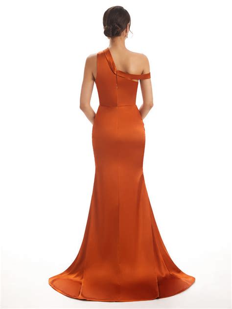 Burnt Orange Sexy Chic Silky Mismatched Soft Satin Mermaid Long Wedding