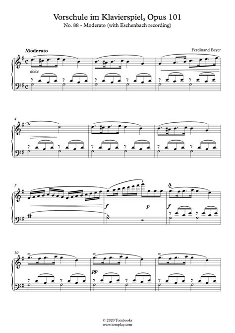 Elementary Method For The Piano Op 101 No 88 Moderato With