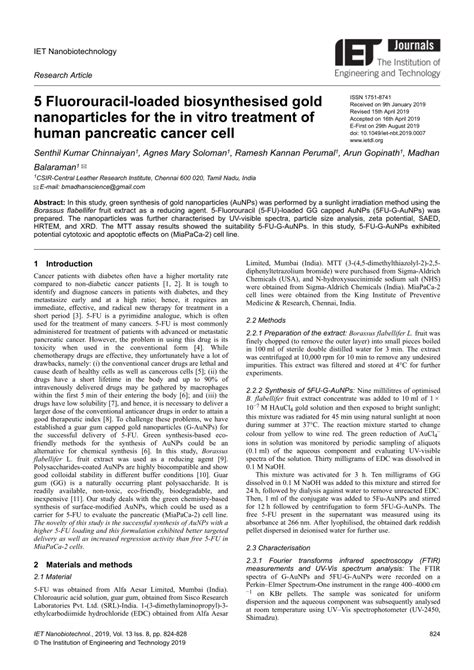 Pdf Fluorouracil Loaded Biosynthesized Gold Nanoparticles For The