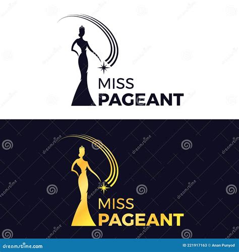 Miss Pageant Logo Black And Gold The Beauty Queen Pageant Wearing A Crown And Holding A